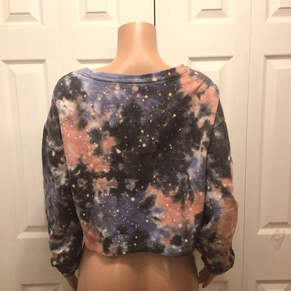 Urban Rebel Juniors Galaxy Tie Dye Cropped Oversized Sweatshirt Size Medium - Picture 6 of 8